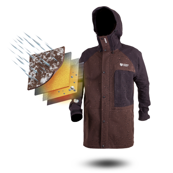 thumbnail image 2 of Pioneer Snapper Rain Jacket With Hood – Moss Green, PVC Poly-Cotton, Abrasion Resistant, Size S 2 of 11