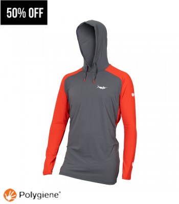 Men's Apex Cooling Hoodie - Dark Shadow/Fiery Red