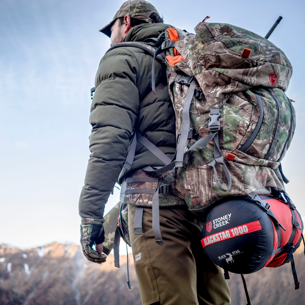 Black Stag 1000 Sleeping Bag Black Blood Orange Stoney Creek Hunting Gear